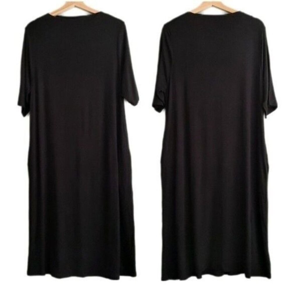 ZENANA PREMIUM T-shirt Dress Midi Minimalist Black Sz M